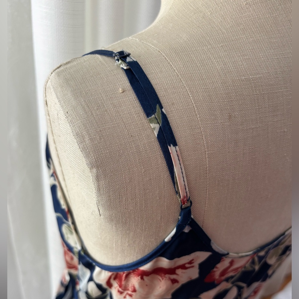 Blue Floral Faux-Wrap Dress, Medium, NWOT - Picture 7 of 12